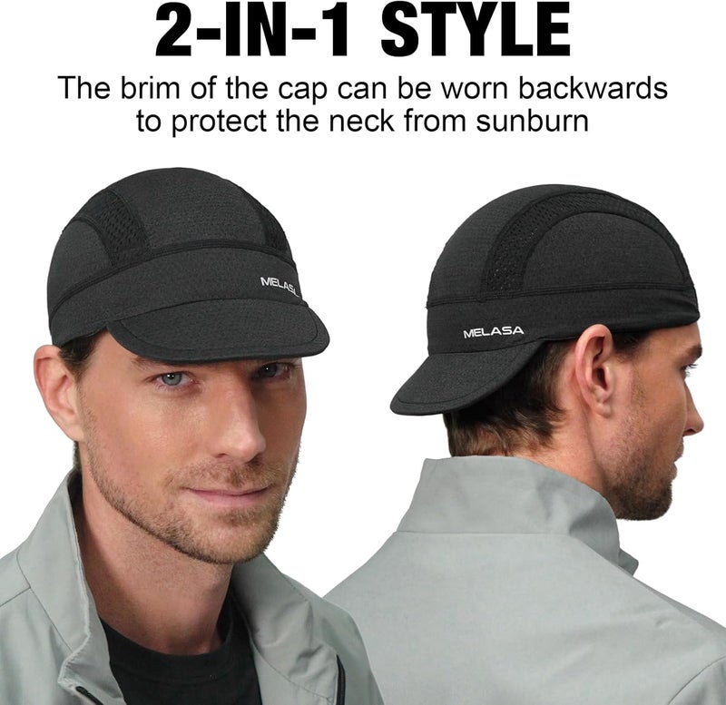 MELASA Cycling Cap, Cooling Skull Cap Helmet Liner with Sun Visor, Sun Protection Running Bike Cap for Men Women Under Helmet - Image 4